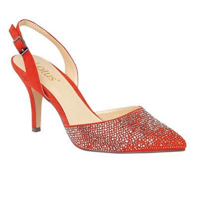 Orange 'Spinley' diamante sling back heels